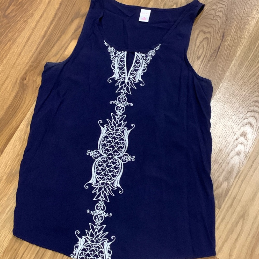 10/$25 Jasmine & Ginger//blue and white tank, size M